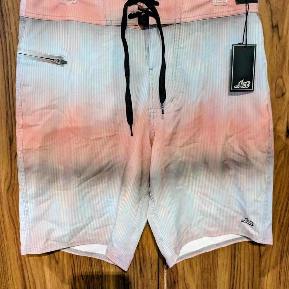 Lost Gradient Swim Board Shorts - Pink, Blue, White